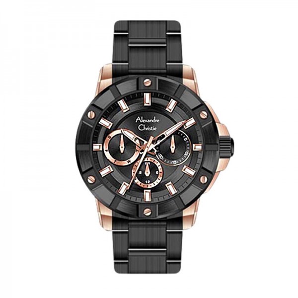 Alexandre Christie AC 6609 Rosegold Black Steel Lady BFBBRBA